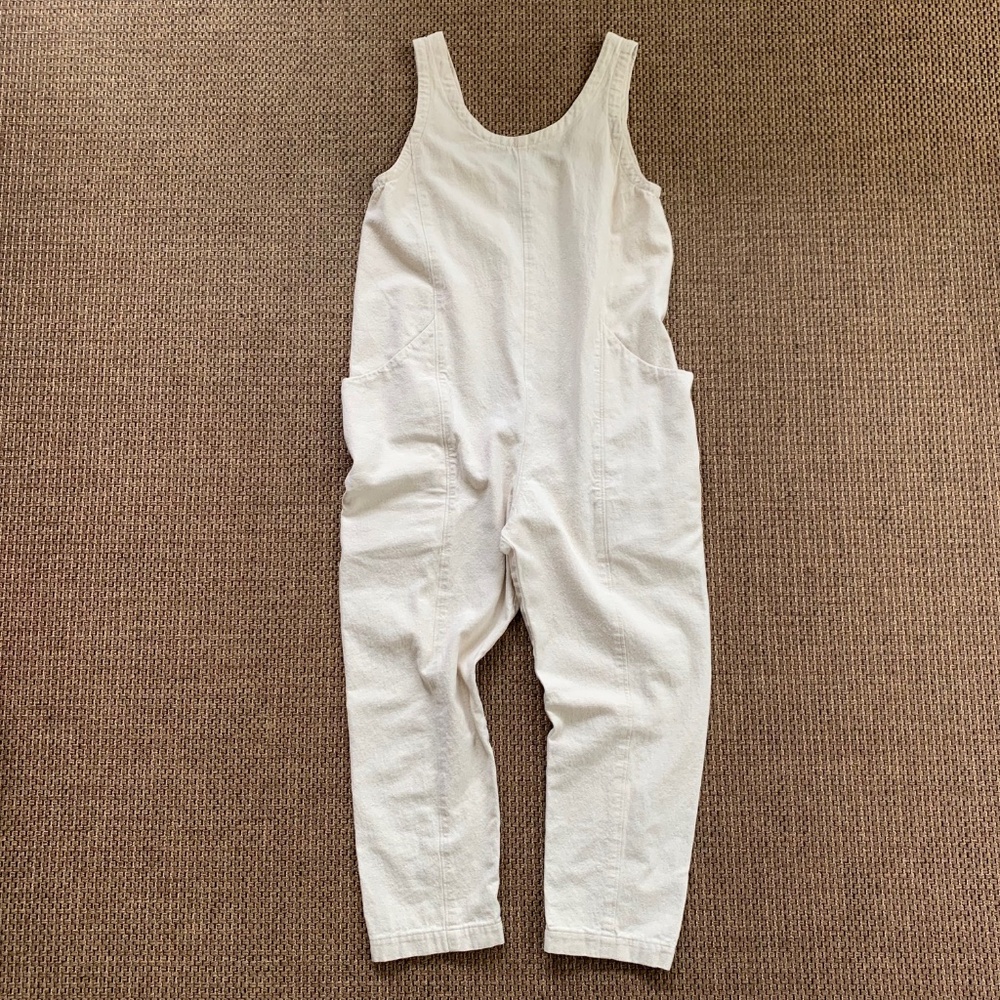 (Homesewn) Elizabeth Suzann Clyde Jumpsuitt, Off-White Sleeveless Cotton
